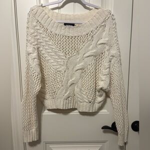Express Ivory Cable Knit Sweater